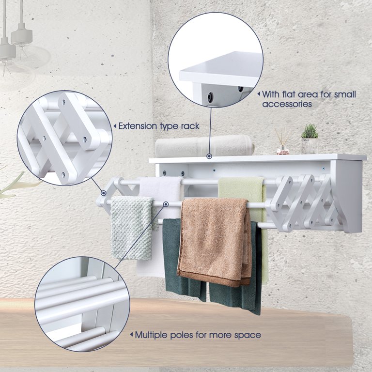 Stainless Wall Mounted Expandable Clothes Drying Towel Rack - Costway