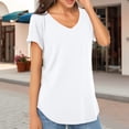 thumbnail image 4 of Askfv Womens T Shirts Basic V Neck Tee Loose Fitting Tunic Tops Casual Short Sleeve Tops Summer Tops, 4 of 6