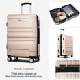 thumbnail image 5 of POWANLI 3Pcs Luggage Sets New Model Expandable ABS Hardshell,Luggage Hardside Lightweight Durable Suitcase sets Spinner Wheels Suitcase with TSA Lock 20''24''28''(Champagne), 5 of 7