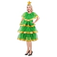 thumbnail image 3 of Christmas Tree Dress for Women with Headband Holiday Party Cosplay Outfit Festive Stage Performance Set, 3 of 4