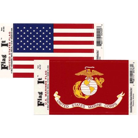 Marines Flag/USA Flag Decal Combo Pack