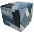 thumbnail image 1 of Home&Manor Faded Recycled Jeans Cube Pouf, 1 of 6