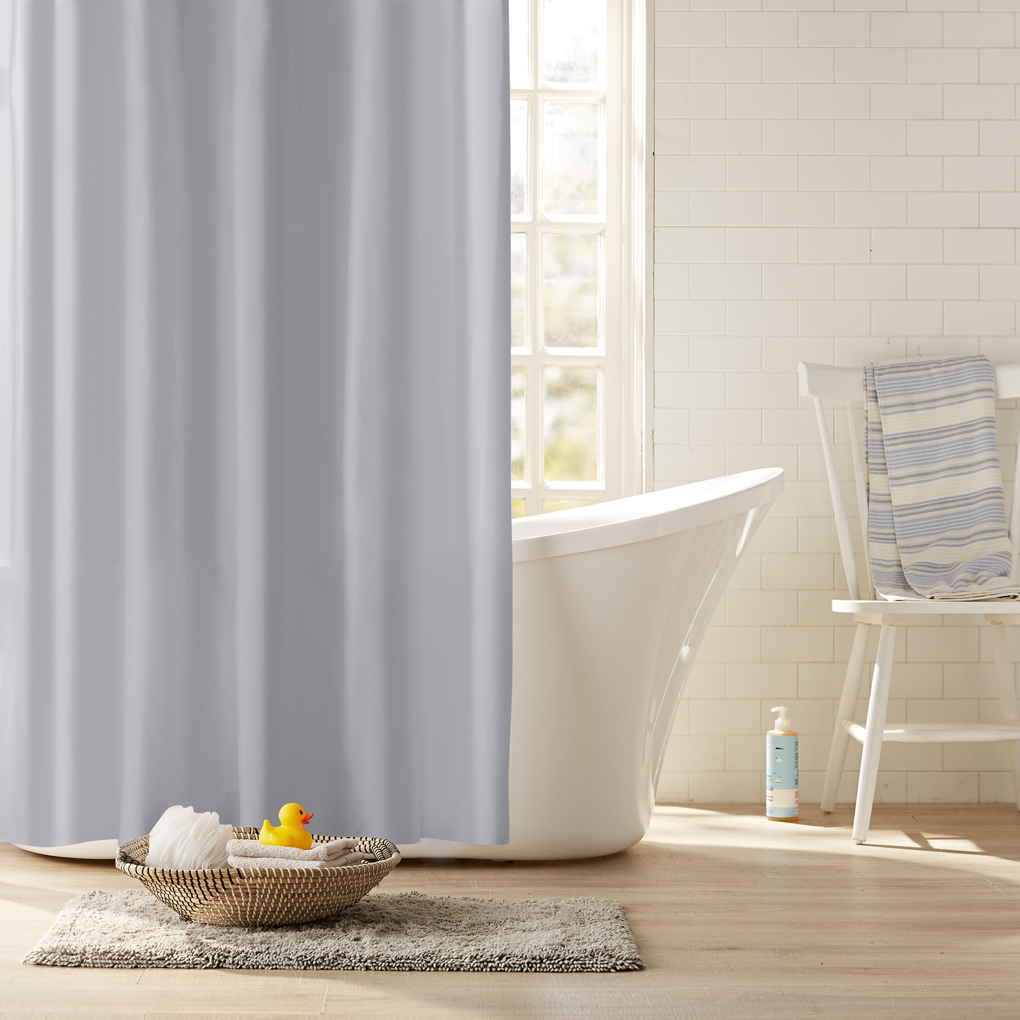 Anti-Mildew Material Machine Washable Fabric Sweet Home Collection Curtain Fun Designs for Shower Stalls & Bathtubs Standard Water Resistant Silver Easy Hang 72 x 70
