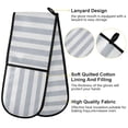 thumbnail image 4 of Dailycode Double Sided Oven Mitt with Loop Heat Resistant Kitchen Long Potholders 7" x 35" Sky Gray and White Stripes, 4 of 6