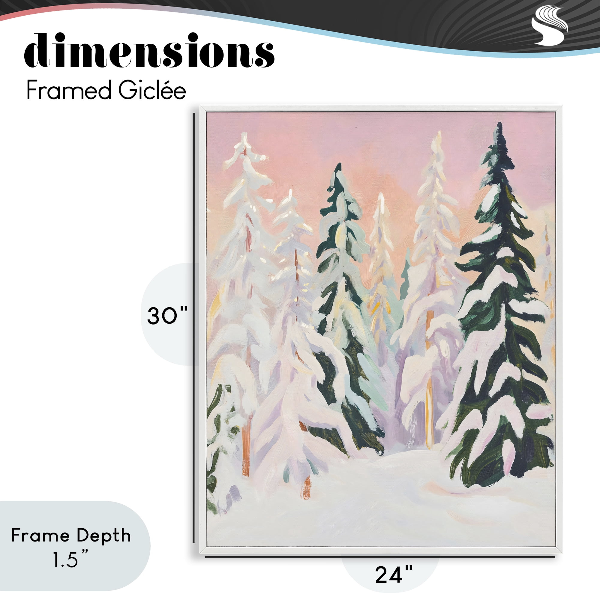 Stupell Industries Peachy Pastel Winter Forest White Framed Giclee Art, design by The Prints Vibe