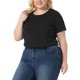 thumbnail image 4 of Camisas de punto de mujer de tallas grandes Agnes Orinda, de manga corta, cuello redondo, top casual negro 1X, 4 of 6