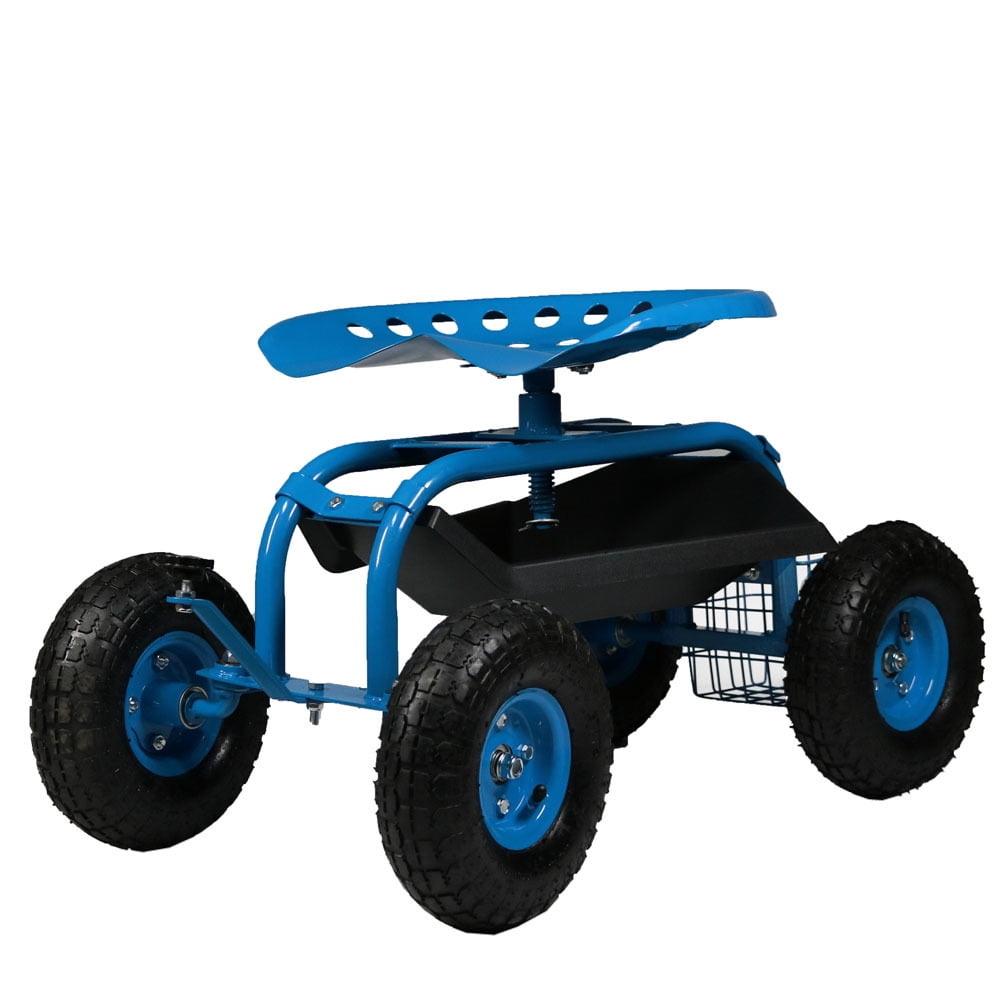 Sunnydaze Rolling Gardening Chair Cart with Wheels Full Range 360