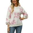 thumbnail image 2 of GXFC Women Teen Girls Juniors Sweater Casual Long Sleeve Oversized Flower Knit Pullover Fall Warm Knitwear Top Clothes for Women, 2 of 9