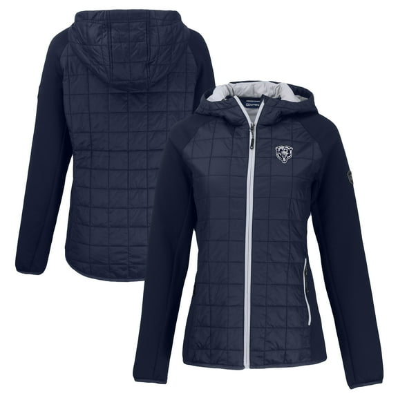 Women's Cutter & Buck Navy Chicago Bears Rainier PrimaLoft Eco Hybrid Full-Zip Hoodie Jacket