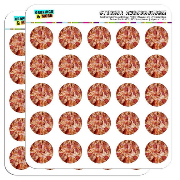 Cheese and Pepperoni Pizza Pie 1" Scrapbooking Crafting Stickers
