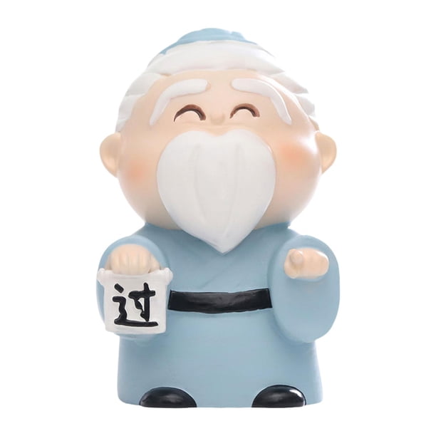 Mini estatua de Confucio, figura en miniatura, dibujo animado, adorno de mesa coleccionable Estilo A