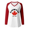 thumbnail image 4 of MHFRRA Camiseta de Manga Larga con Cuello En V y Estampado de La Bandera de Canadá para Mujer Rojo, 4 of 4