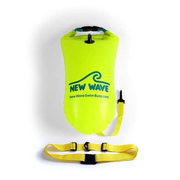 New Wave Swim Buoy - Fluo Green 15 liter PVC Neon Green Swim Float with Drybag