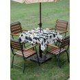 thumbnail image 4 of Outdoor Tablecloth with Umbrella Hole for Patio/Picnic/Party/Camping, Bear Elk Cabin Waterproof Table Cloth Square Cover Washable, Farmhousee Pine Tree Forest Blue (60"x 60"), 4 of 9