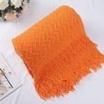thumbnail image 6 of PiccoCasa Decorative Fringe Throw Blanket for Couch Bed Sofa Acrylic Knit Woven Blanket 50"x60" Orange, 6 of 6