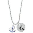 thumbnail image 1 of Delight Jewelry Silvertone Blue Crystal Anchor Silvertone Script Initial Disc - N - Charm Necklace, 20"+3", 1 of 4