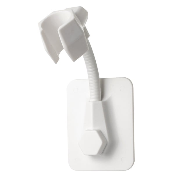 2 soportes de base de boquilla de ducha ajustables, sin perforaciones, de plástico, para cabezal de ducha de mano, accesorios fijos para baño (blanco)
