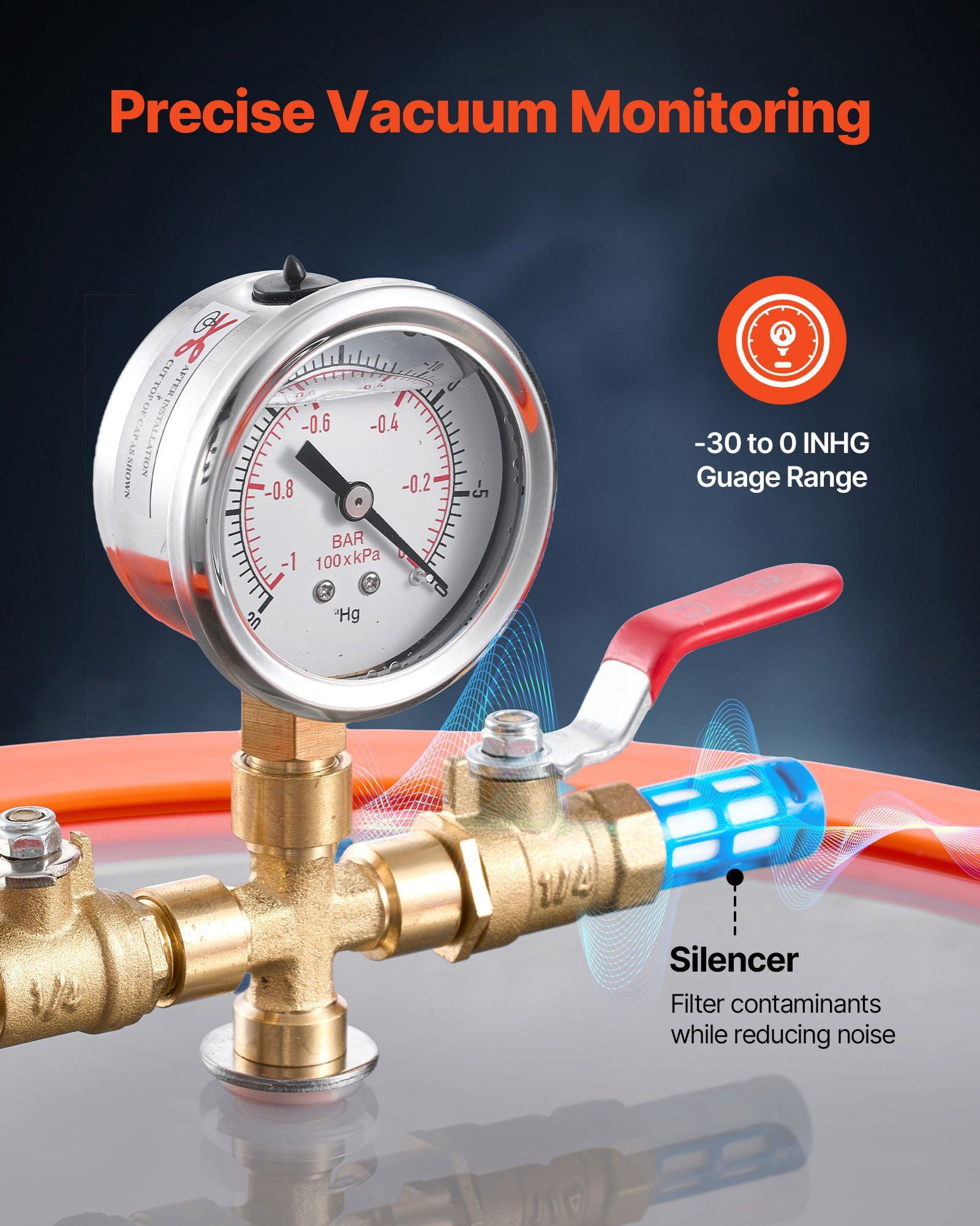 3 Gallon Vacuum Chamber with Pump, 3.5 CFM, Single Stage Vacuum Pump, Stainless Steel Degassing Chamber Kit with Tempered Glass Lid, 5 ft Hose, for Stabilizing Wood Degassing Silicone Resin