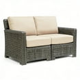 thumbnail image 1 of Krikacy 2-PCS Outdoor Wicker Modular Sofa Chair Set, All-Weather HDPE w/Thick Cushions, Beige, 1 of 6