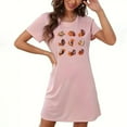 thumbnail image 4 of Sakmal Loose Nightgowns for Women Pink Thanksgiving Soft Stretchy Pajama Dress Rugby Print Crew Neck Short Short Sleeve Nightgowns S-2XL, 4 of 4
