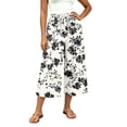 thumbnail image 3 of SwiftWear Women's Capri Pants Wide Leg Loose Casual Summer Beach Pants with Pockets Elastic Drawstring Waist Flowy Palazzo Trousers, 3 of 8