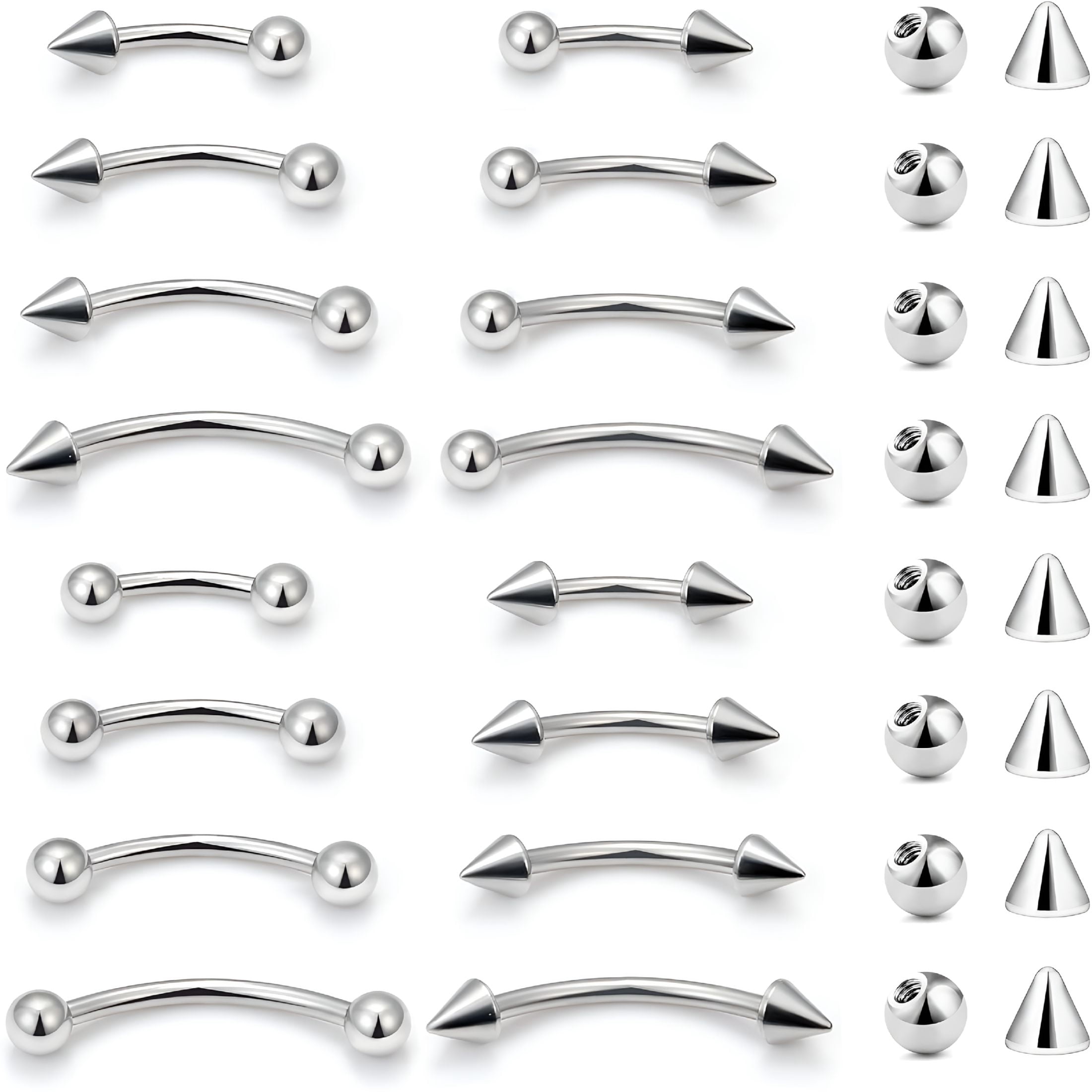 Piercing Sourcil En Titane G23 – 16G (1,2 Mm), Longueur 6 Ou 8 Mm, Zircone Cubique Transparente - 2