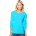 thumbnail image 1 of Hanes 00090563950966 Stretch Cotton Womens Raglan Sleeve Tee, Flying Turquoise - Small, 1 of 5
