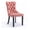 Peach, variant on Set of 2 Linen Fabric Dining Chairs Tufted Back with Nailed Trim and Back Ring Pull Home Kitchen Dining Room Chairs Armless Side Chairs Rubber Wood Legs (Beige Linen)