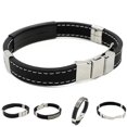thumbnail image 5 of Cross Bracelets for Men, Stainless Steel Religious Bracelet with Silicone and Leather Men Boy's Cool Stainless Steel Buckle Rubber Band Cuff Wristband Bangle Bracelet for Couples, 5 of 6