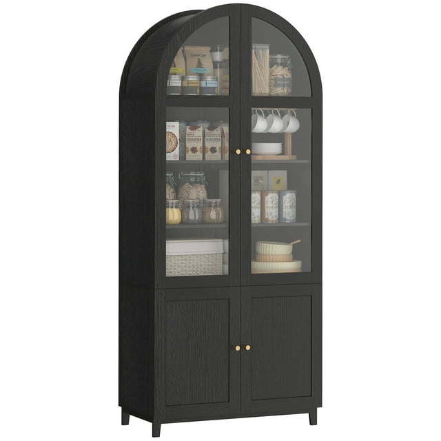 HOMCOM Armoire de Garde-Manger de Cuisine Arquée, Armoire de Rangement de Cuisine de 71 Pouces de Hauteur