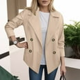 thumbnail image 2 of GEWSEY Womens Fall Winter Casual Business Wool Blend Coat Loose Double Dressy Blazer Pea Coat (Khaki, XL), 2 of 8