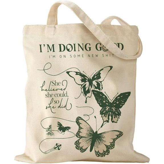 14 × 15 ''butterfly Tote Bag Large for Women Girl Lady Canvas Shoulder and Handbags with Inner Pocket