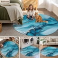 thumbnail image 6 of 3.3ft Washable Round Rug, Turquoise Marble Non-Slip Circle Area Rug for Entryway Bedroom, Abstract Marble Indoor Accent Floor Mat for Home Decor, 6 of 9