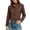 Brown, variant on Women's Trendy Blouses Stand Collar Self Tie Neck Long Sleeve Button Down Shirts Elegant office Work Solid Shirt Tops Dressy Shirts Red