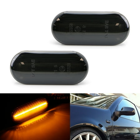 Front Fender Light - iJDMTOY (2) Smoked Lens Front Fender Full LED Side Marker Lights, Powered by 30pcs LED Diodes For Volkswagen MK4 Jetta GTI R32 Beetle, etc