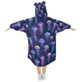 thumbnail image 2 of FORMRS Wearable Blanket Hoodie with Sleeves for Kids Cozy Flannel Sweatshirt, Dark Blue Jellyfish Pattern, 2 of 7