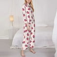 thumbnail image 3 of Picia Hand Drawn Strawberry Pattern Women’s Long-Sleeve Sleepwear Set - Soft 2-Piece Loungewear with Pockets, Comfy PJs for Relaxing Nights-X-Large, 3 of 7