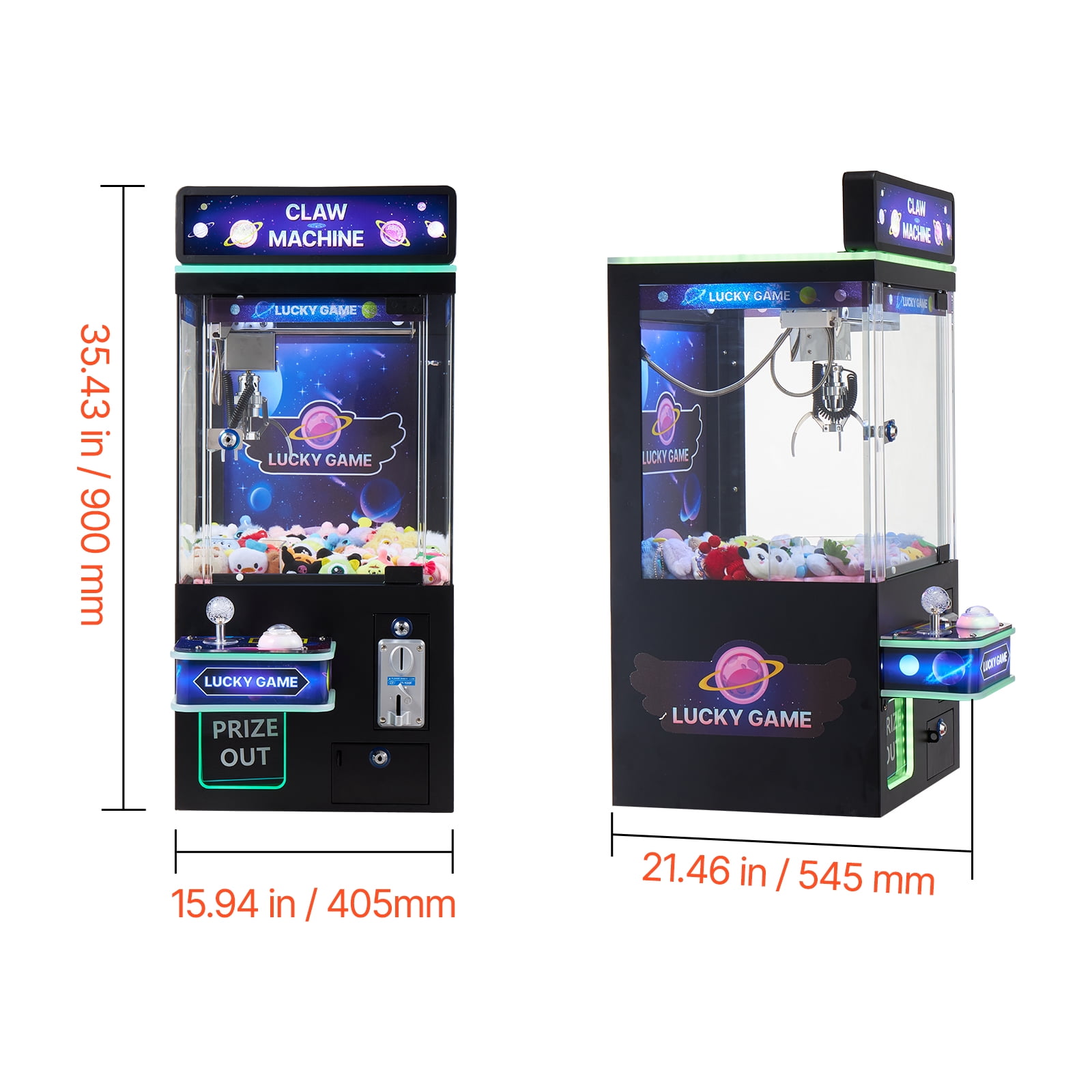 VEVOR Claw Crane Machine, Medium-Sized Arcade Game Machine with Light & Sound, Adjustable Steel Claws, Precise Toy Candy Grabber Prize Dispenser Vending Toy, for Commercial Home Cinema, Black Purple