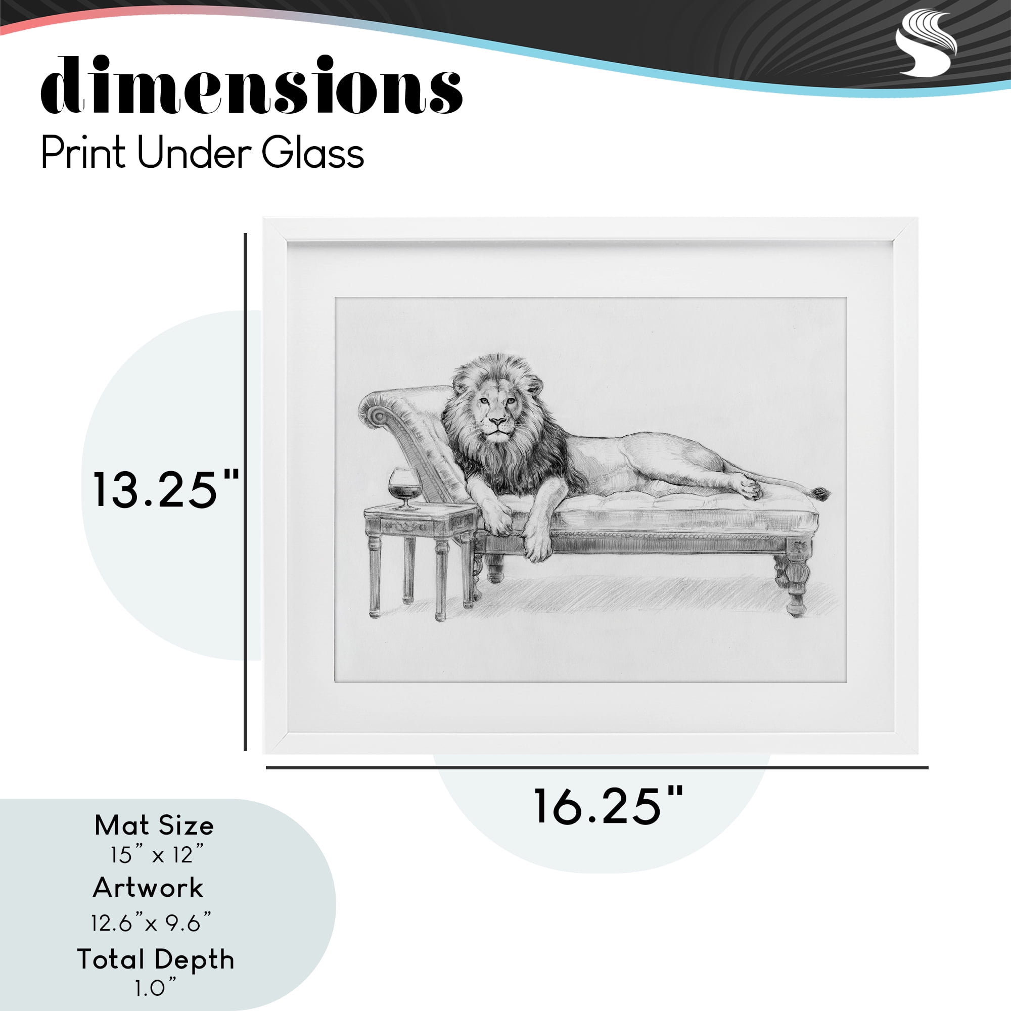 Stupell Industries Lounging Beast Lion White Framed Print Under Glass, design by Victoria Barnes