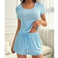 thumbnail image 6 of yillto Womens Pajamas Sets Lounge Shorts and Short Sleeve Shirt Soft Comfy Sleepwear Loose 2 Piece, 6 of 6