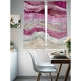 thumbnail image 3 of Pink Coastal Semi Sheer Window Curtains 72 Inches Long, Summer Beach Nautical Abstract Art Rod Pocket Voile Silky Chiffon Curtain Light Filtering Drapes for Living Room, Kitchen, 52"x72", 2 Panels, 3 of 9
