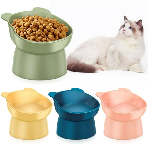 Elevated Cat Bowls, 15° Tilted Raised Cat Food Bowl Anti-Vomiting,Whisker Friendly, Adjustable Dishes for Protecting Spine for Cats and Small Dogs