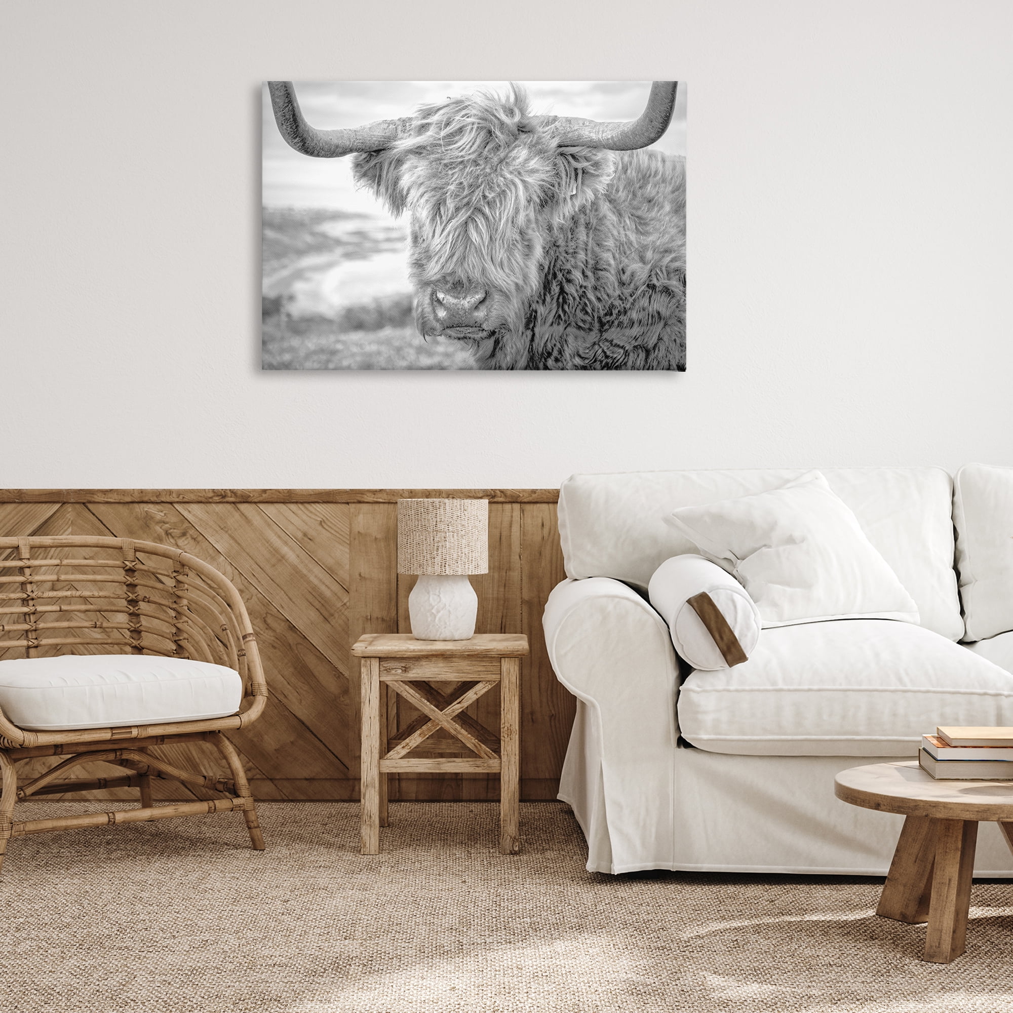 Stupell Industries Close Up Fuzzy Cattle Animals & Insects Photography Gallery Wrapped Canvas Art Print Wall Art, 36 x 24