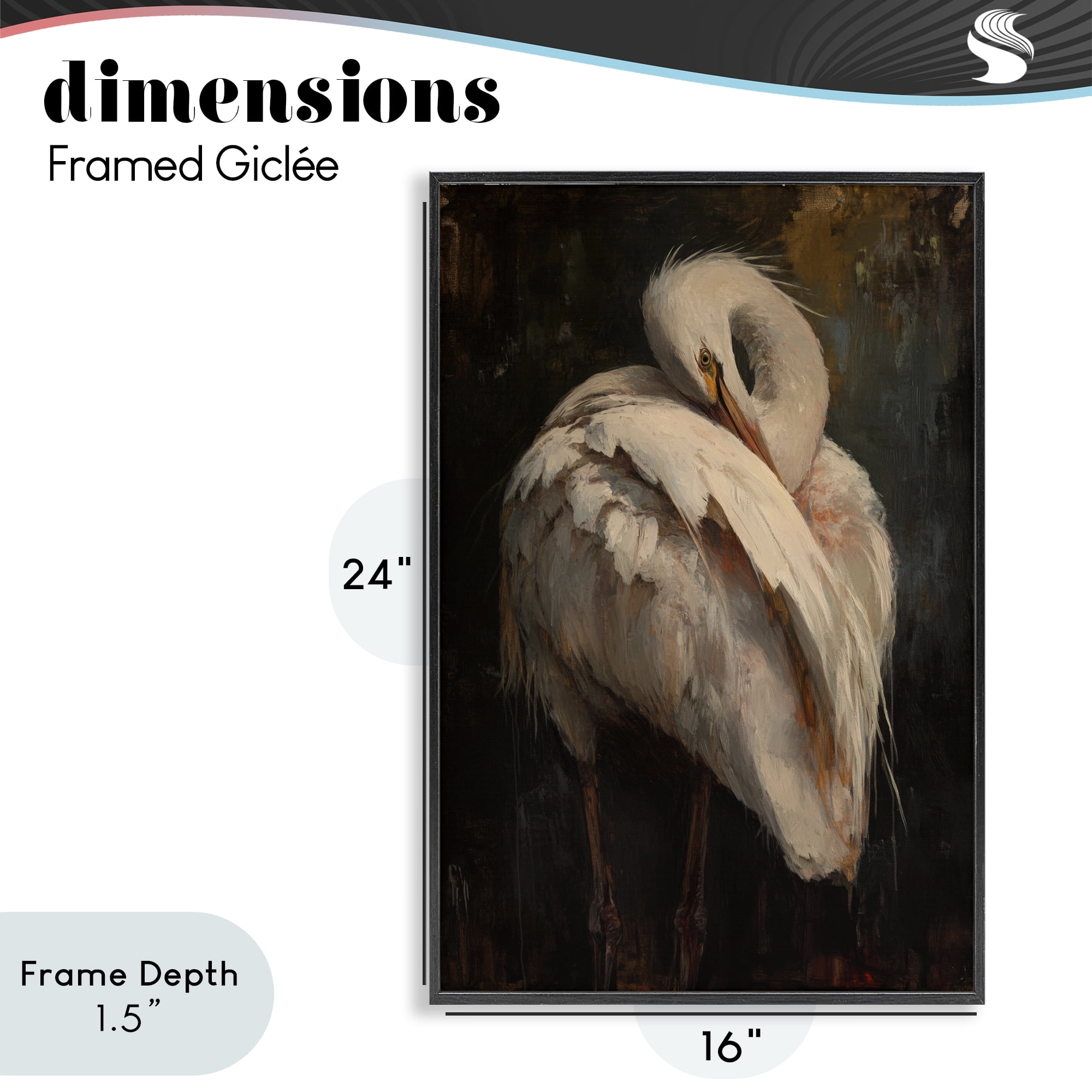 Stupell Industries Sleeping Egret in Golden Light Black Framed Giclee Art, design by Petal Prints Design