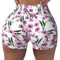 thumbnail image 2 of Logiee Orchids Flowers Print Women's Biker Shorts,Workout Gym Shorts,Scrunch Shorts,Tummy Control Hidden Scrunch Running Yoga Shorts-Medium, 2 of 8
