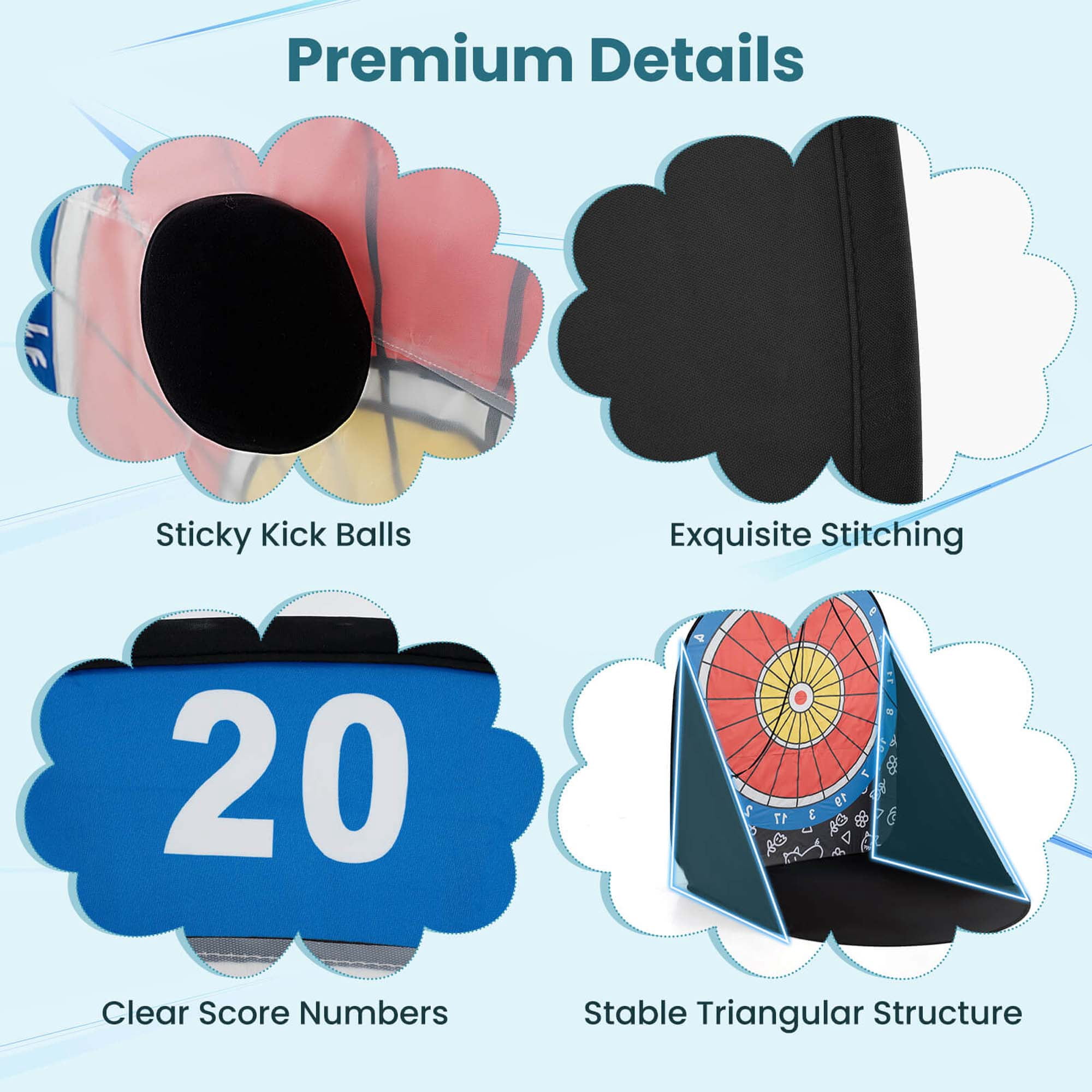 Costway Large Dart Board for Kids with 4 Kick Balls, Carrying Bag Giant Outdoor Kick Black