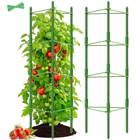 2-Pack Tomato Cage for Garden Plant Support- Up to 63inch Garden Stakes Tomato Cage Tomato Trellis for Potted Plants Tomato Cages Plant Stakes for Climbing Vegetables Plants Flowers