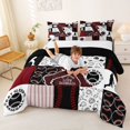 thumbnail image 3 of Erosebridal Sport Baseball Plaid Full Size Comforter Sets 3 Pieces for Kids Boys,Ball Gamer Bedding Sets for Teens,Black Reversible,Ultra Soft Home Decor, 3 of 6
