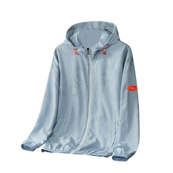Stamzod Mens Shirts Casual Stylish Zip Up Hoodie Summer Lightweight Printed Sweatshirt Casual Activewear Plus Size Loose Long Sleeve Hoodies for Men Light Blue L