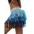 thumbnail image 4 of Women Sexy Belly Skirt, Sequined Fringe Miniskirt with Adjustable Waist Straps, Mini Skirt for Dance Performance, Rave Party, 4 of 5